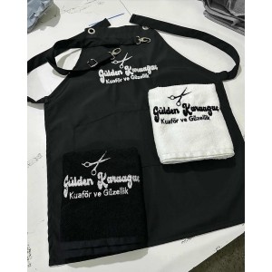 Logolu Kuaför ve Berber Önlüğü – Boyundan Askılı, Leke Tutmaz ve Şık Tasarım